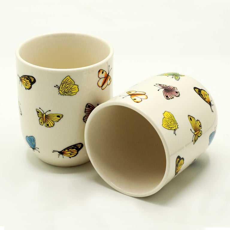 Herbal Tea Cups - Butterfly Design Floral Tea Set