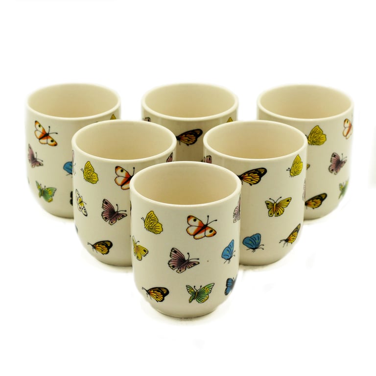 Herbal Tea Cups - Butterfly Design Floral Tea Set