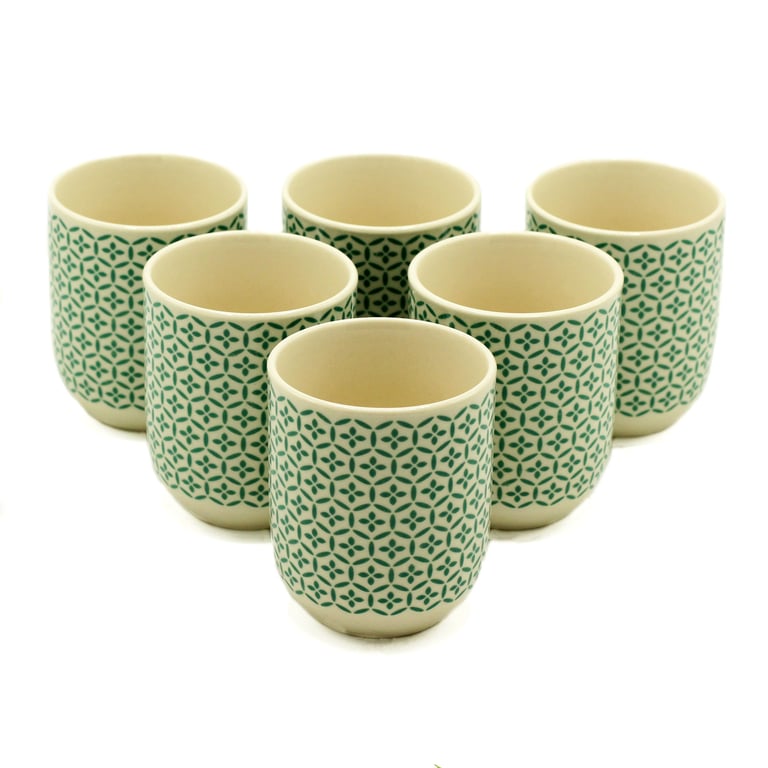 Herbal Tea Cups - Green Mosaic Design Tea Set Accessories