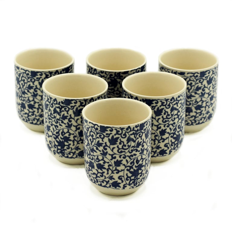 Herbal Tea Cups - Blue Patterned Design, Durable and Eco-Friendly Brewing Cups Set