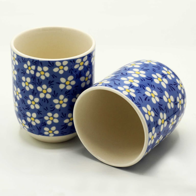 Blue Daisey Herbal Tea Cups - Set of 6 Floral Tea Cups for Herbal Tea Enjoyment
