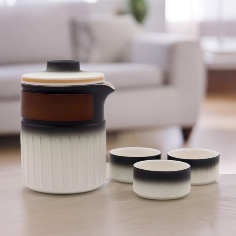 Ceramic Travel Teapot Set (3-Piece) - Portable & Compact