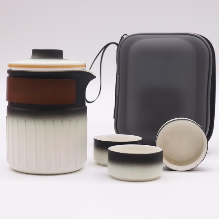 Ceramic Travel Teapot Set (3-Piece) - Portable & Compact