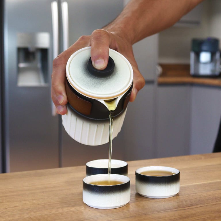 Ceramic Travel Teapot Set (3-Piece) - Portable & Compact