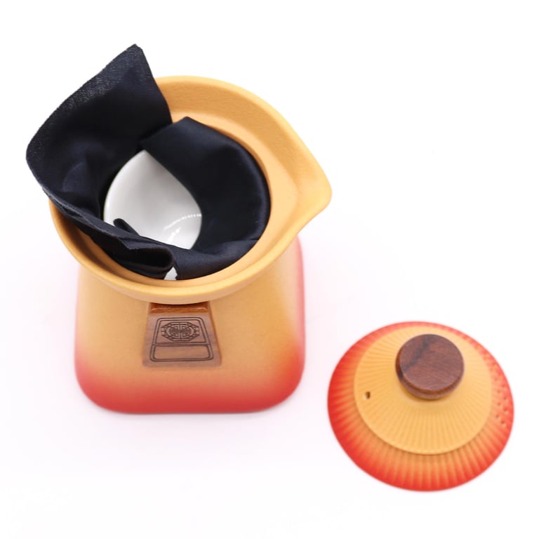 Orange Earth Teapot Set (3 Cups) - Temple Design
