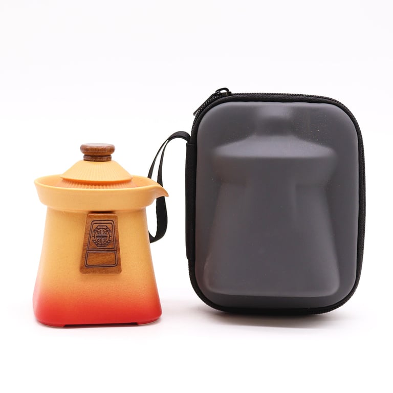 Orange Earth Teapot Set (3 Cups) - Temple Design