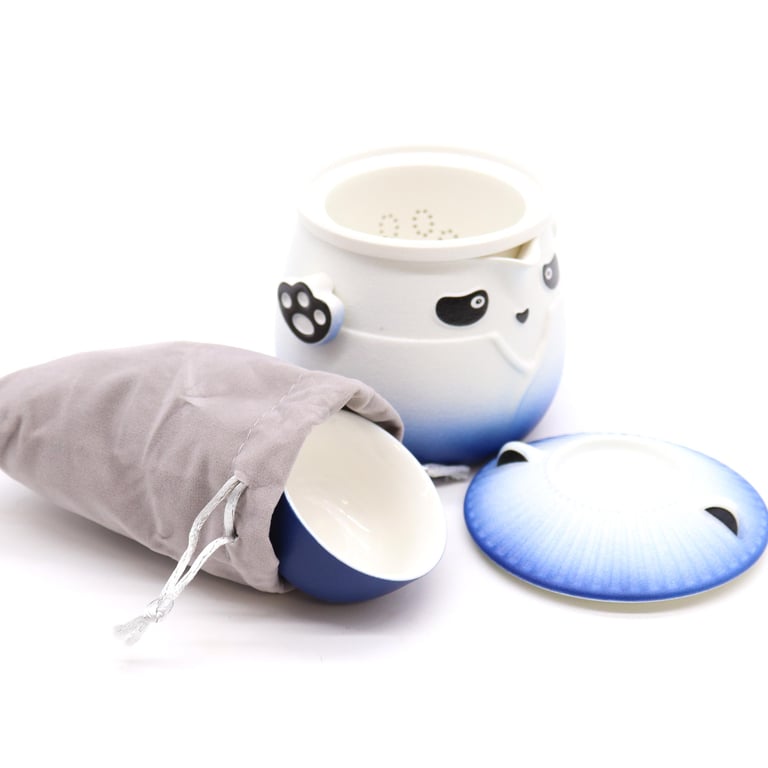 Sky Blue Teapot Set (3 Cups) & Panda Design - Panda Teaware