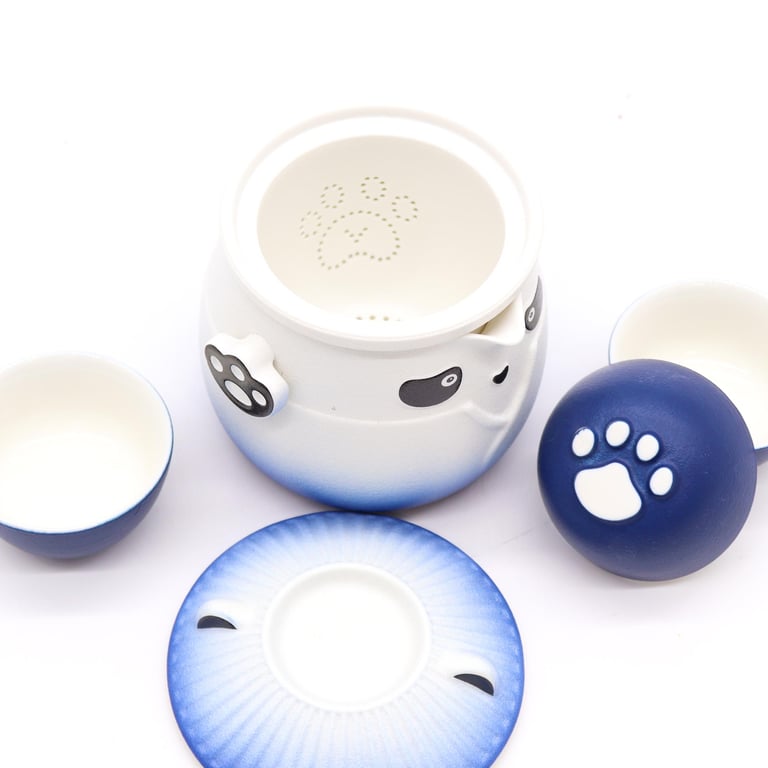 Sky Blue Teapot Set (3 Cups) & Panda Design - Panda Teaware
