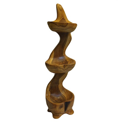 Teak Three-Tier Standing Organizer (50cm) - Space-Saving Storage Solution