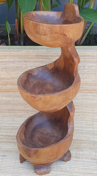 Teak Three-Tier Standing Organizer (50cm) - Space-Saving Storage Solution