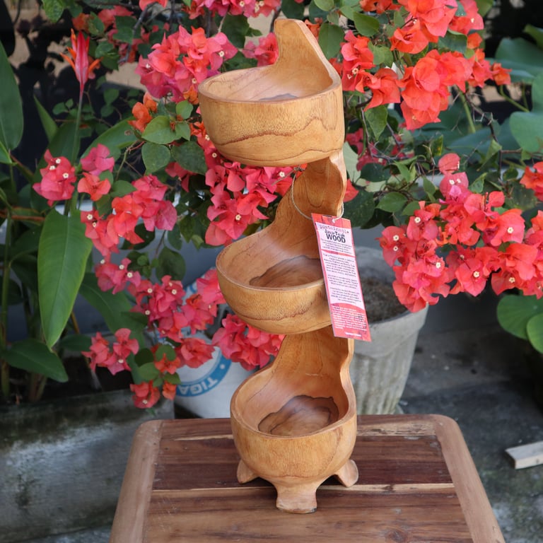 Teak Three-Tier Standing Organizer (50cm) - Space-Saving Storage Solution