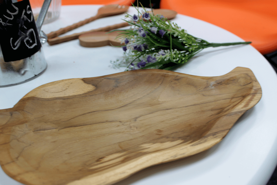 Teak Leaf Bowl (32cm) - Durable & Unique Design - Brand Name