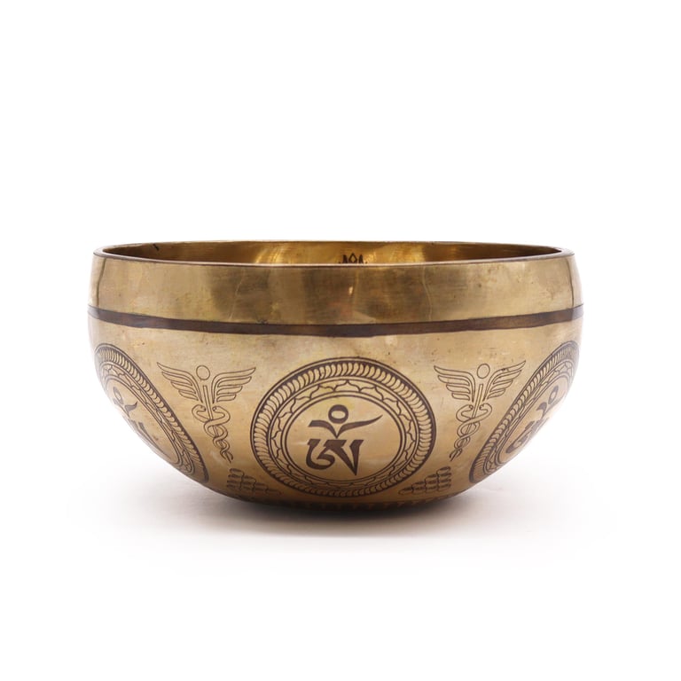 16cm Tibetan Healing Engraved Bowl (Bodhi Tree Buddha) - Spiritual Decor, Mindfulness