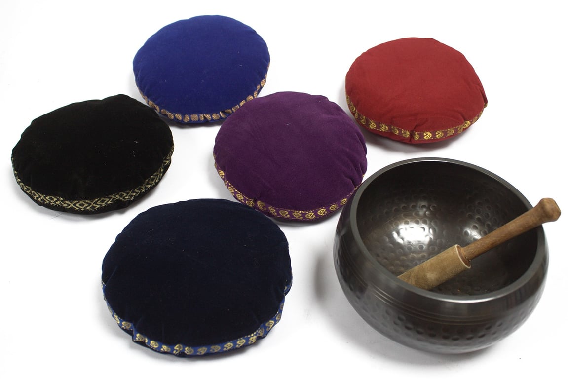 Singing Bowl Velvet Cushion - 11cm Meditation and Mindfulness Home Decor Accessory