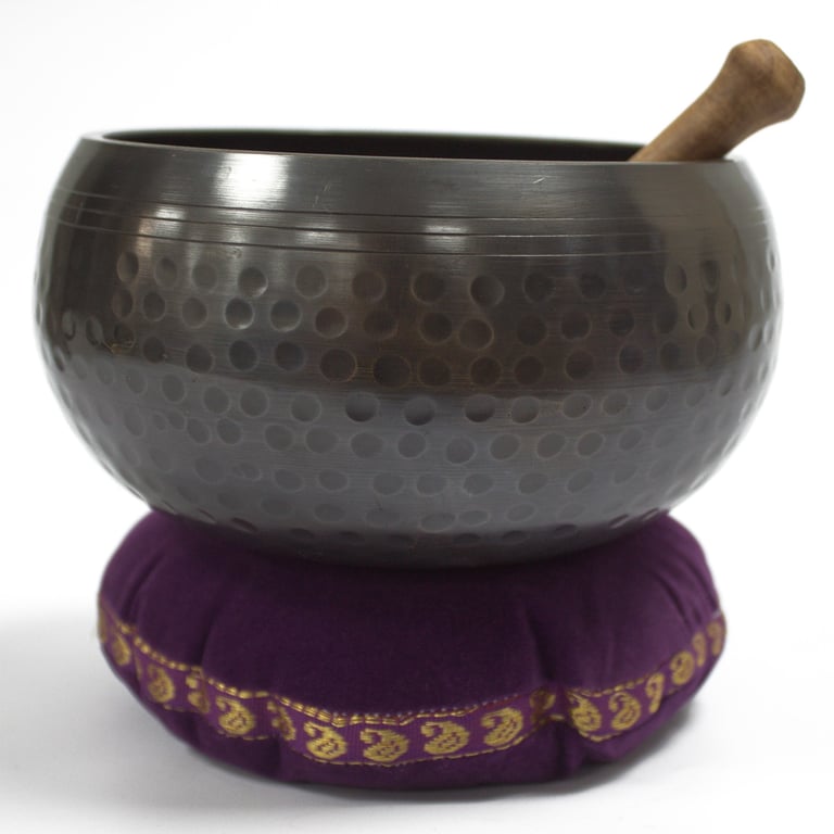 Singing Bowl Velvet Cushion - 11cm Meditation and Mindfulness Home Decor Accessory