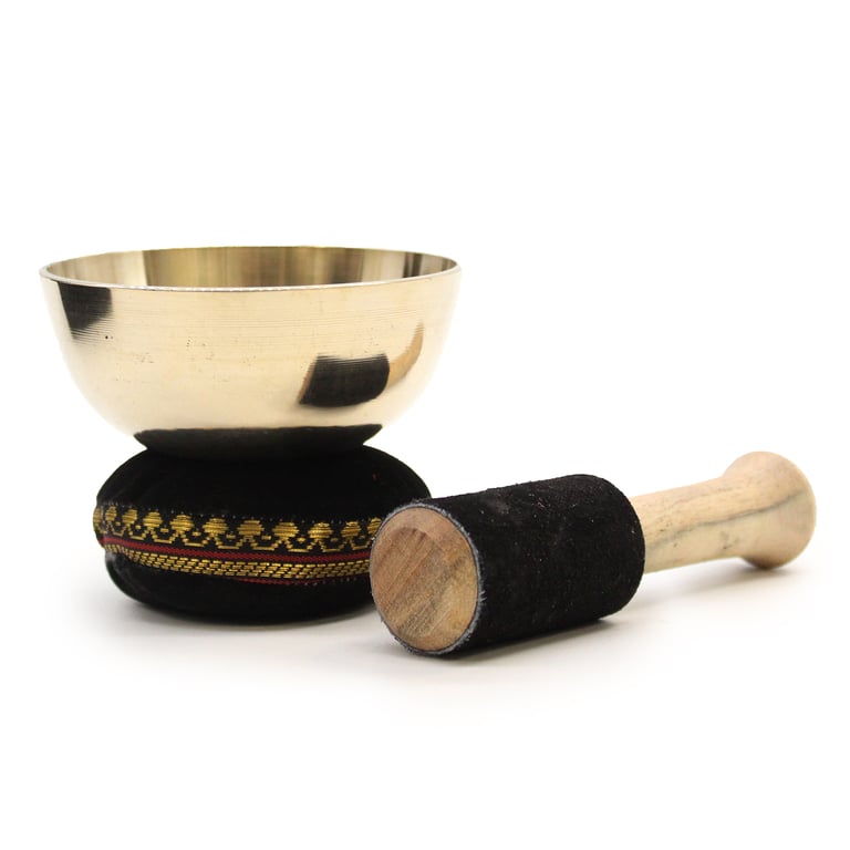 9cm Brass Singing Bowl Gift Set (Handcrafted) - Soothing Sound Therapy