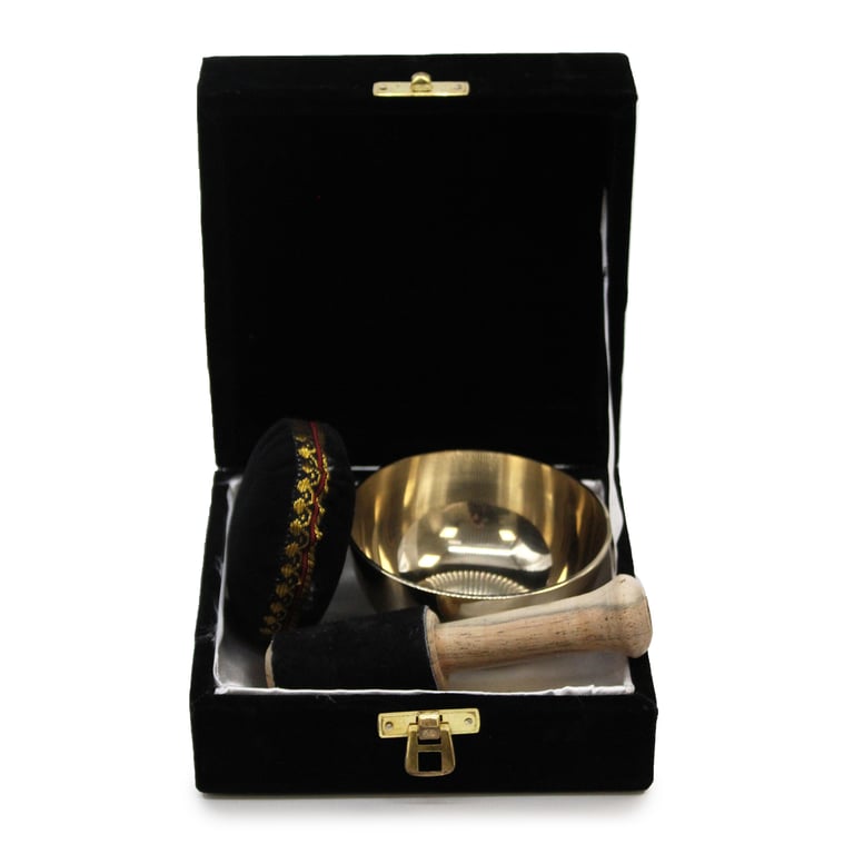 9cm Brass Singing Bowl Gift Set (Handcrafted) - Soothing Sound Therapy