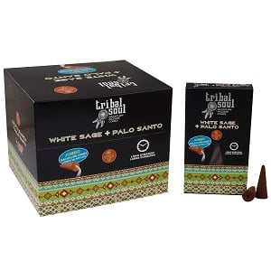 Tribal Soul Backflow Incense Cones - White Sage & Palo Santo for Natural Spiritual Cleansing and Home Purification