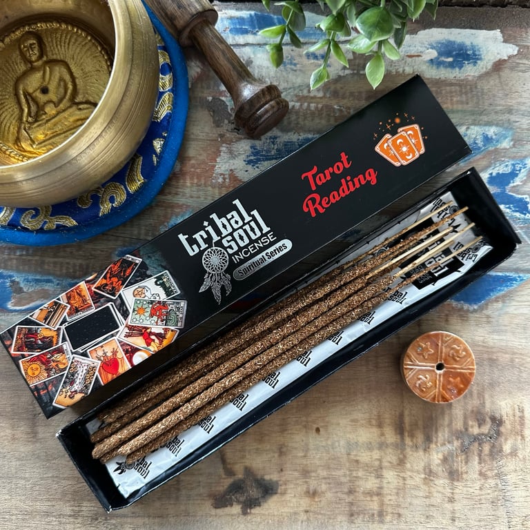 Tribal Soul Spiritual Incense Sticks & Holder - Tarot Reading Aids for Home Meditation