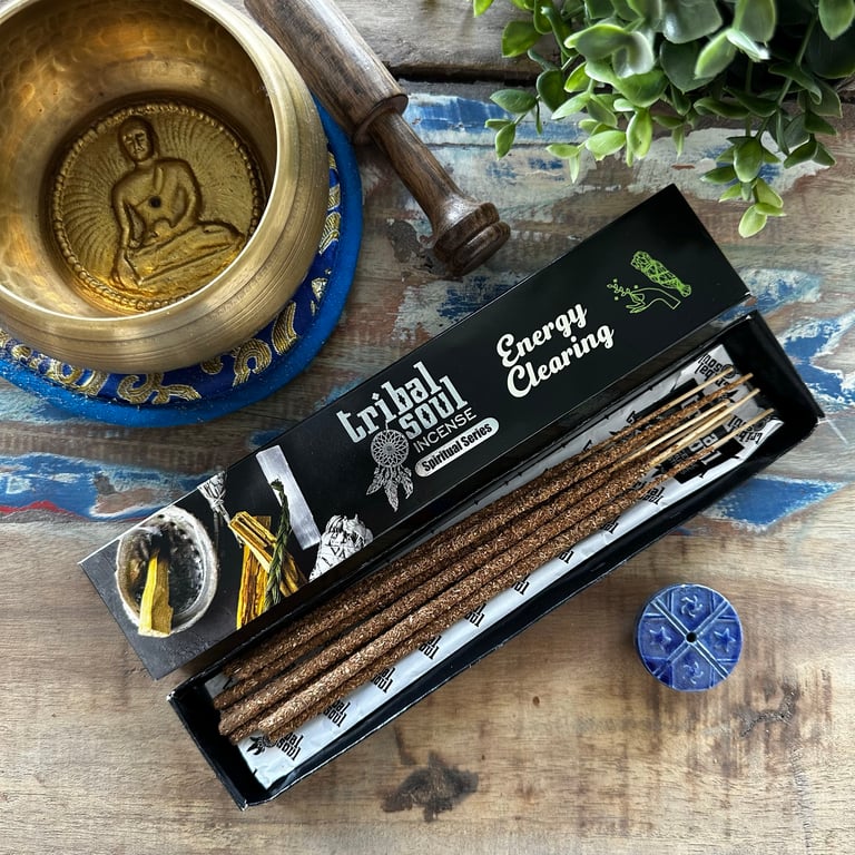 Tribal Soul Spiritual Incense Sticks & Ceramic Holder - Energy Clearing for Home Aromatherapy and Meditation