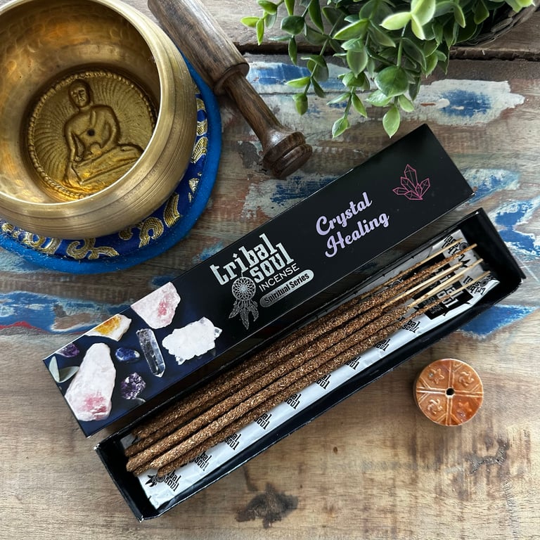 Tribal Soul Spiritual Incense Sticks & Ceramic Holder for Crystal Healing and Home Aromatherapy