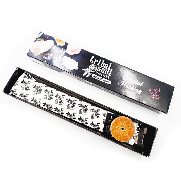 Tribal Soul Spiritual Incense Sticks & Ceramic Holder for Crystal Healing and Home Aromatherapy
