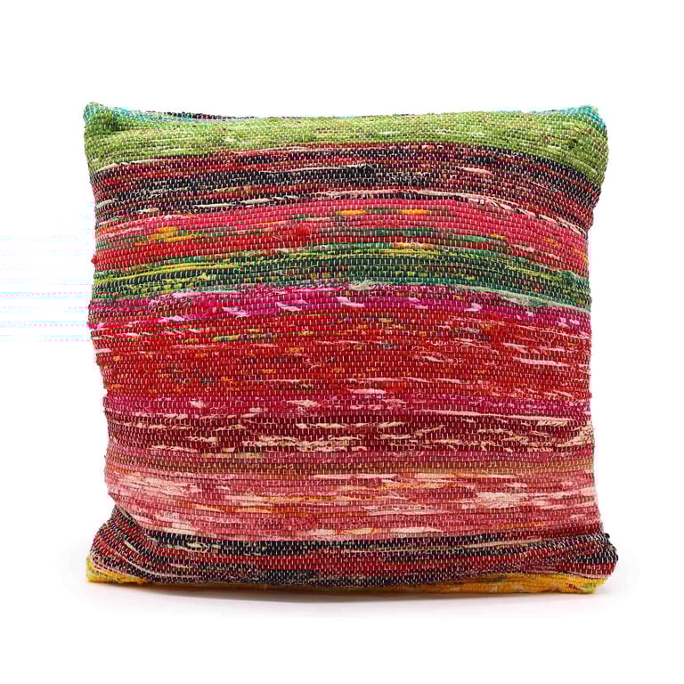 Multicoloured Rag Rug Cushion Covers - Boho Home Decor Protector Sets