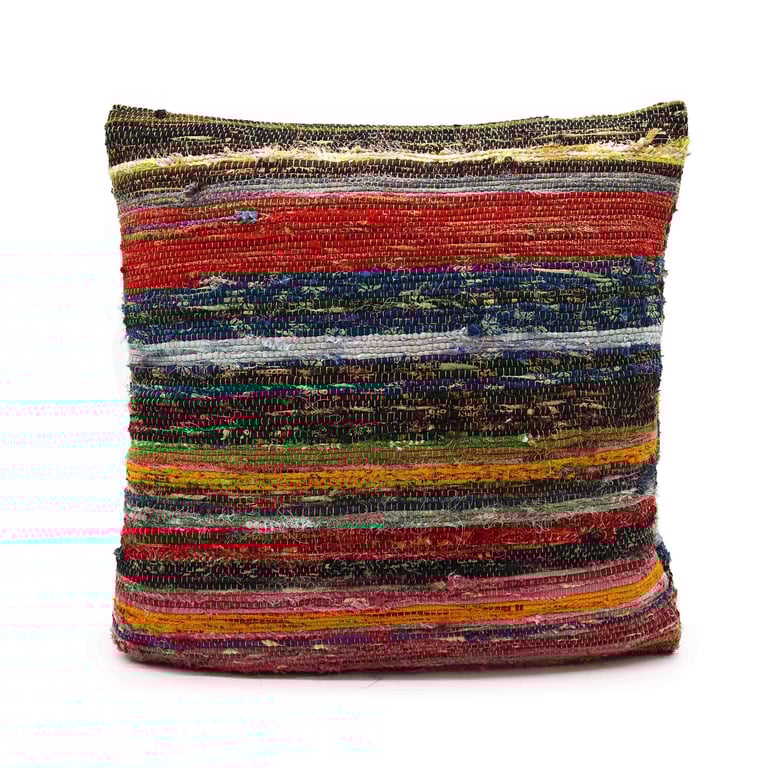 Rag Rug Cushion Covers - Natural Greens Indoor/Outdoor Design