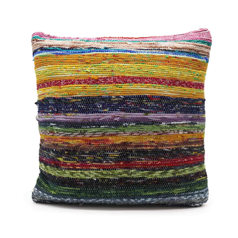 Rag Rug Cushion Covers - Boho Indoor Outdoor Sunrise Oranges Home Decor Accessories