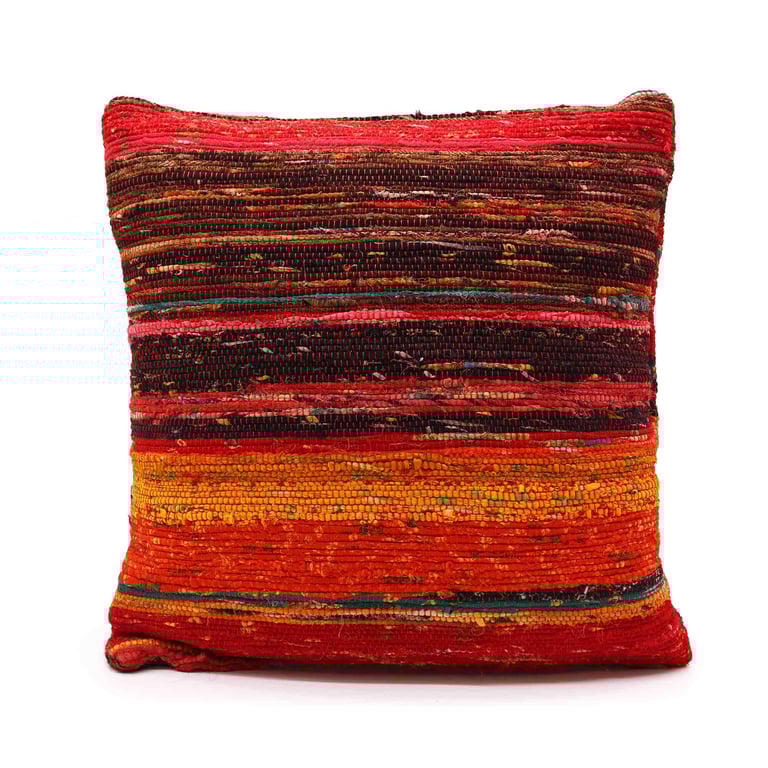 Rich Reds Indoor/Outdoor Rag Rug Cushion Covers - Decorative Home Accents