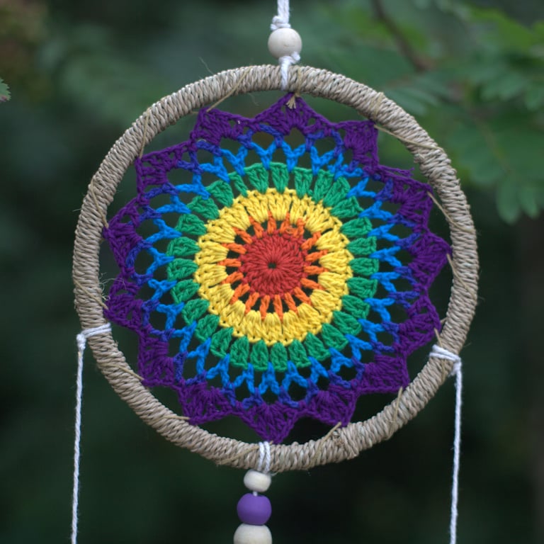 Medium Rainbow Dream Catcher - Elemental Spirits Bohemian Home Accent Decor