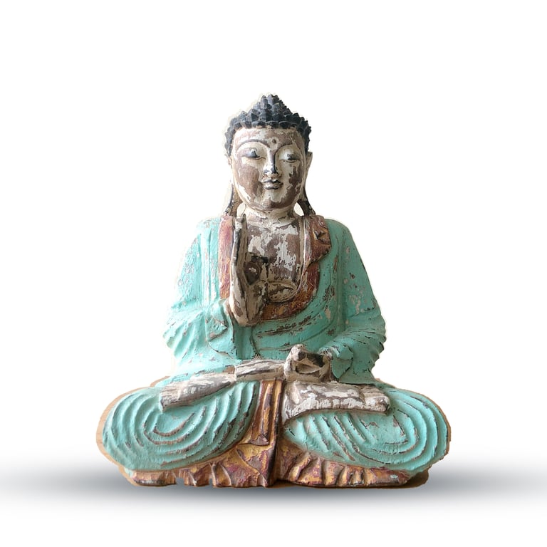 30cm Vintage Carved Buddha Statue (Teaching Transmission)