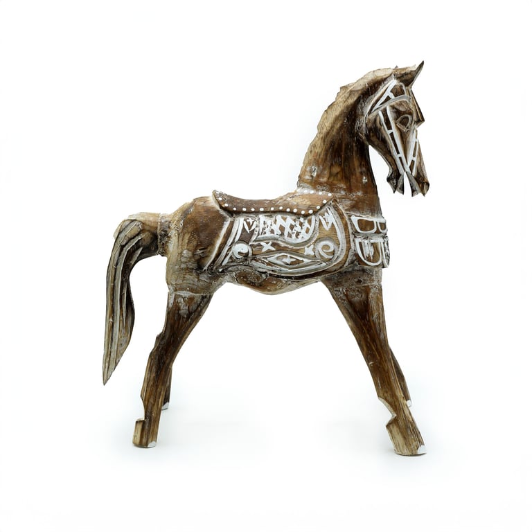 25 cm Antique Resin Horse Sculpture - Authentic Detailing - Brand Name
