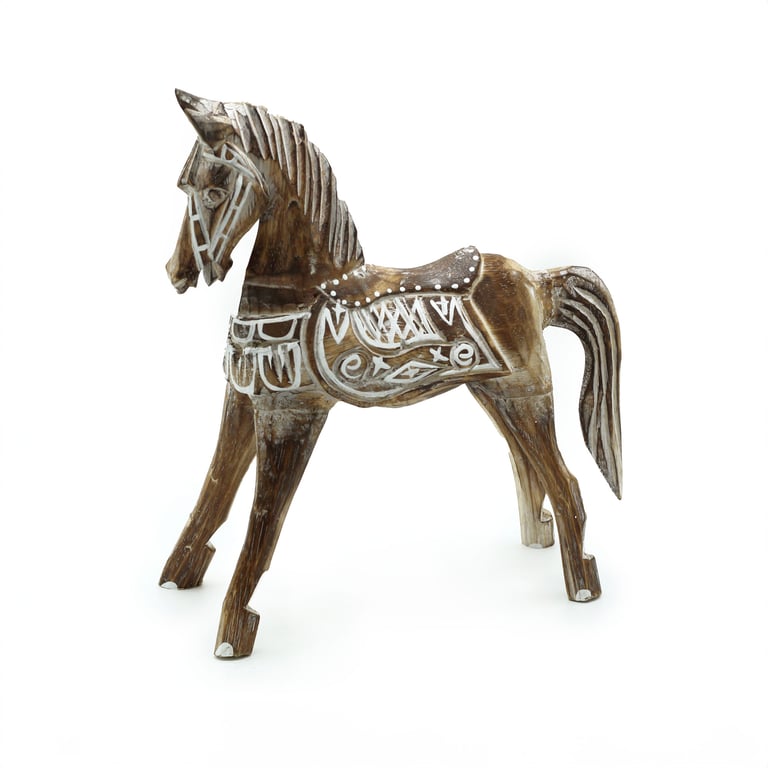 25 cm Antique Resin Horse Sculpture - Authentic Detailing - Brand Name