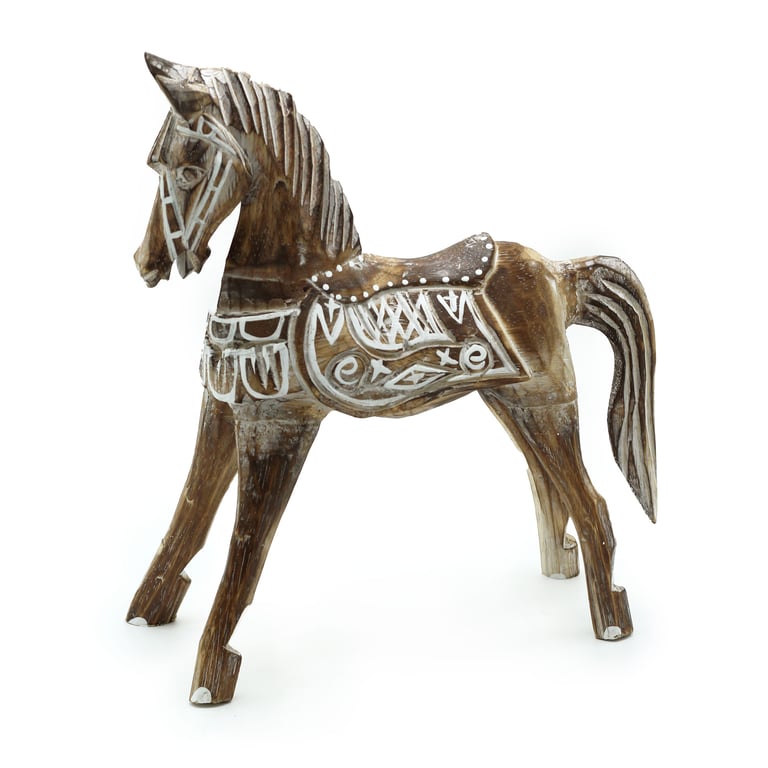 Antique 32cm Large Horse Statue - Authentic Vintage Decor Item