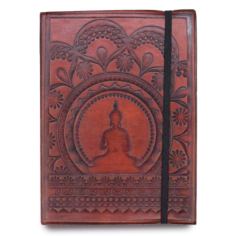 Tibetan Mandala Small Notebook with Handmade Strap - Ideal Journal for Travel and Meditation