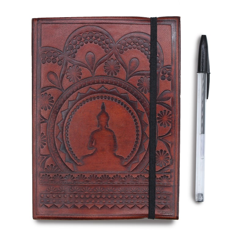 Tibetan Mandala Small Notebook with Handmade Strap - Ideal Journal for Travel and Meditation