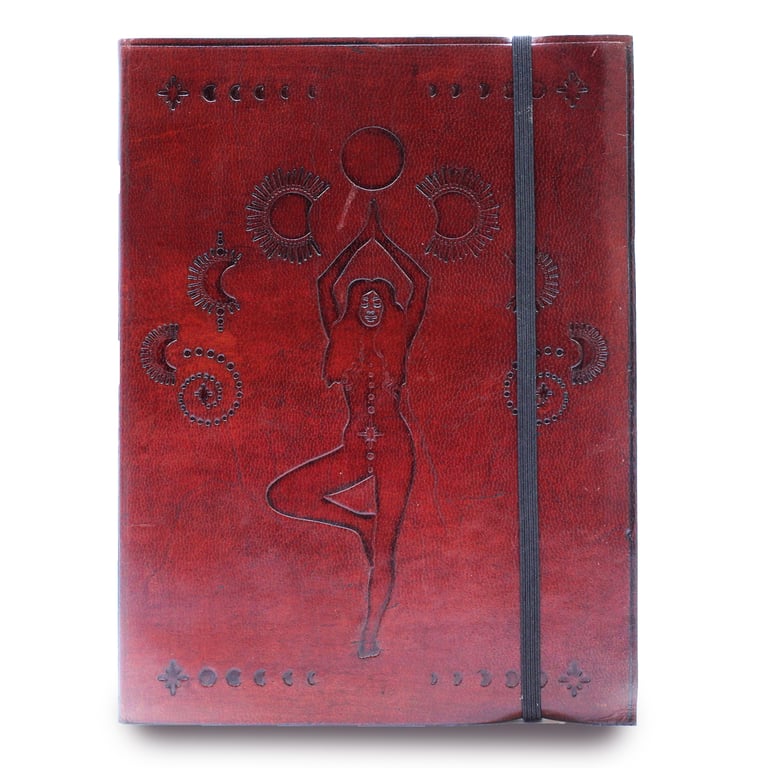 Leather-Bound Medium Notebook with Strap - Durable & Stylish, Cosmic Goddess Edition