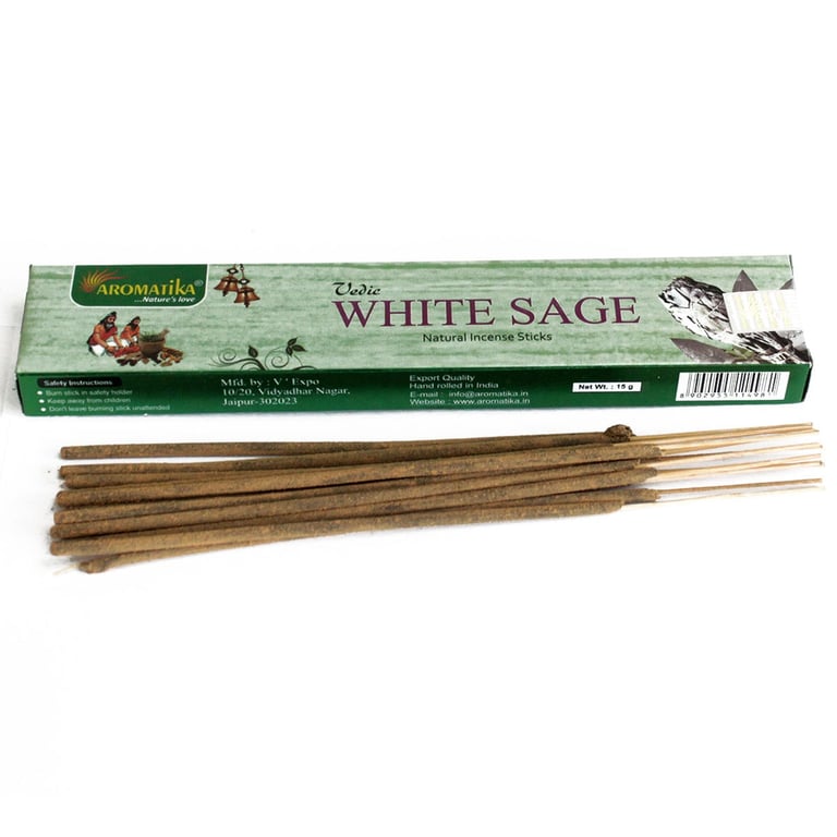Vedic White Sage Incense Sticks for Natural Home Aromatherapy and Relaxation