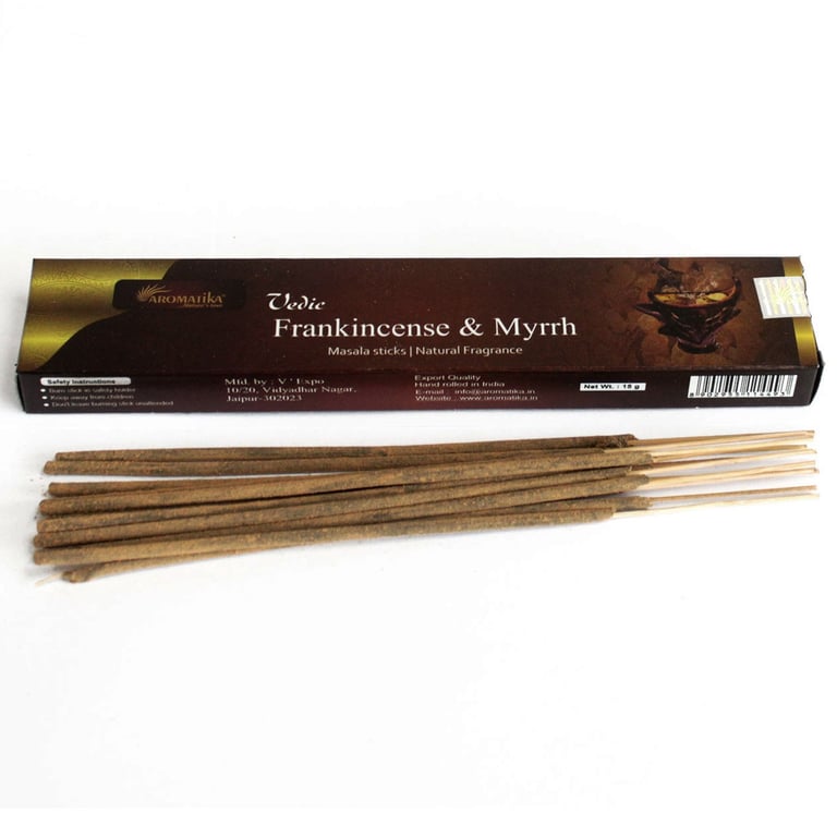 Vedic Frankincense and Myrrh Incense Sticks - Sacred Home Aromatherapy for Relaxation