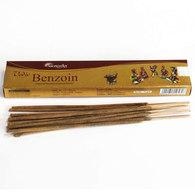 Vedic Benzoin Incense Sticks - Natural Home Aromatherapy and Spiritual Relaxation