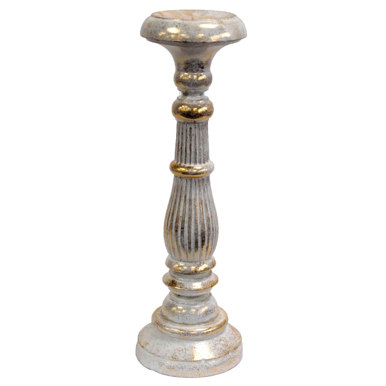 Large White Gold Candle Holder - Sturdy & Elegant Design