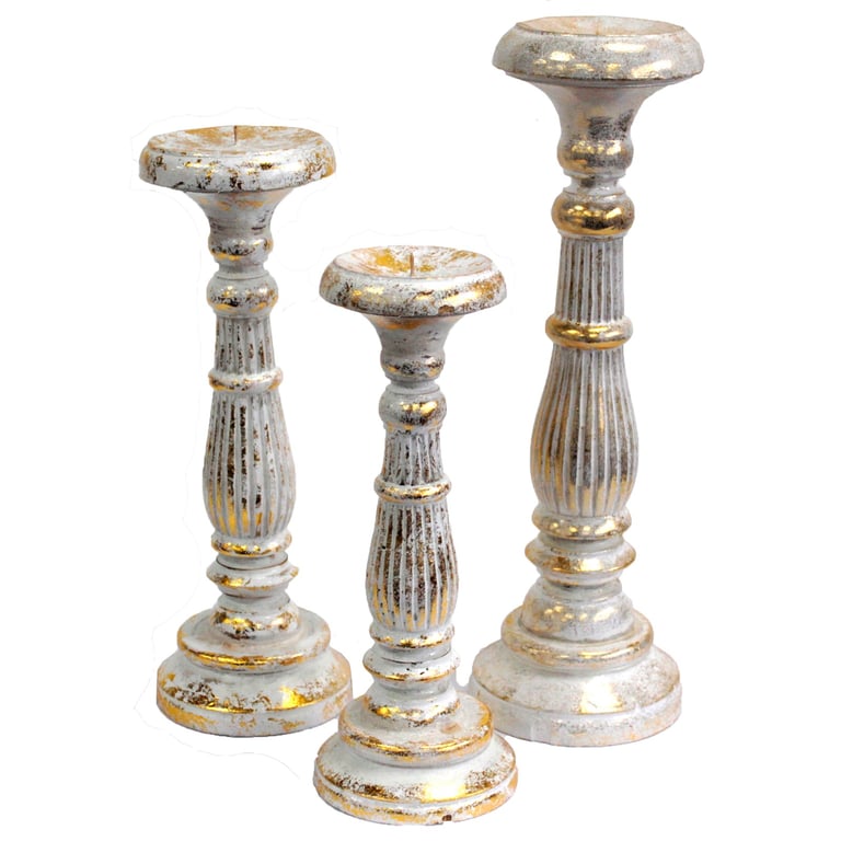 Large White Gold Candle Holder - Sturdy & Elegant Design