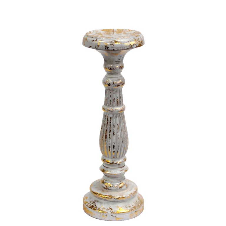 Medium White Gold Candle Stand - Stable & Elegant Design