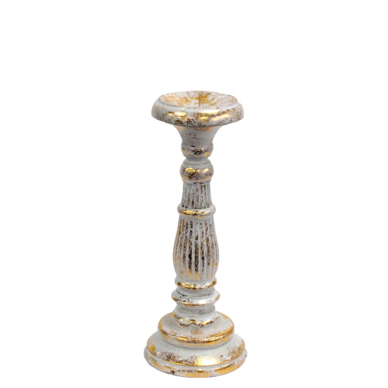 White Gold Small Candle Holder - Decorative Support Stand