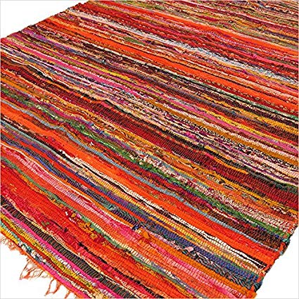 90cm x 152 Luxury Rag Rug (Orange) - Premium Quality