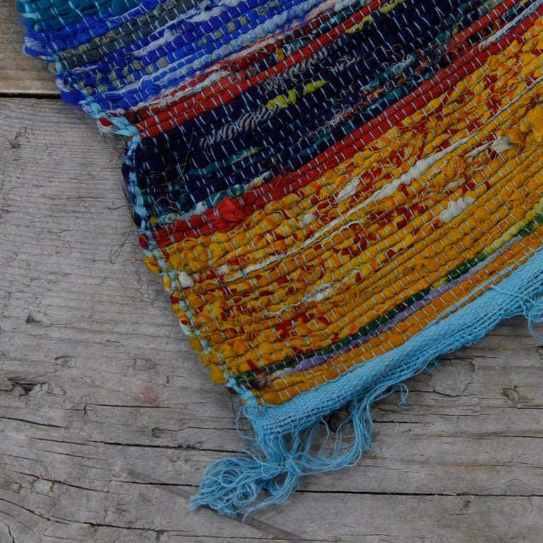 90cm x 153 Luxury Blue Rag Rug - Premium Quality