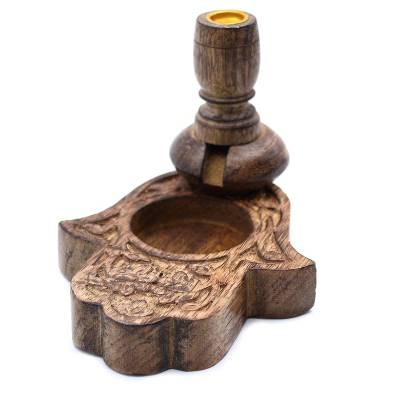 Mango Wood Backflow Burner - Hamsa (Small Size)