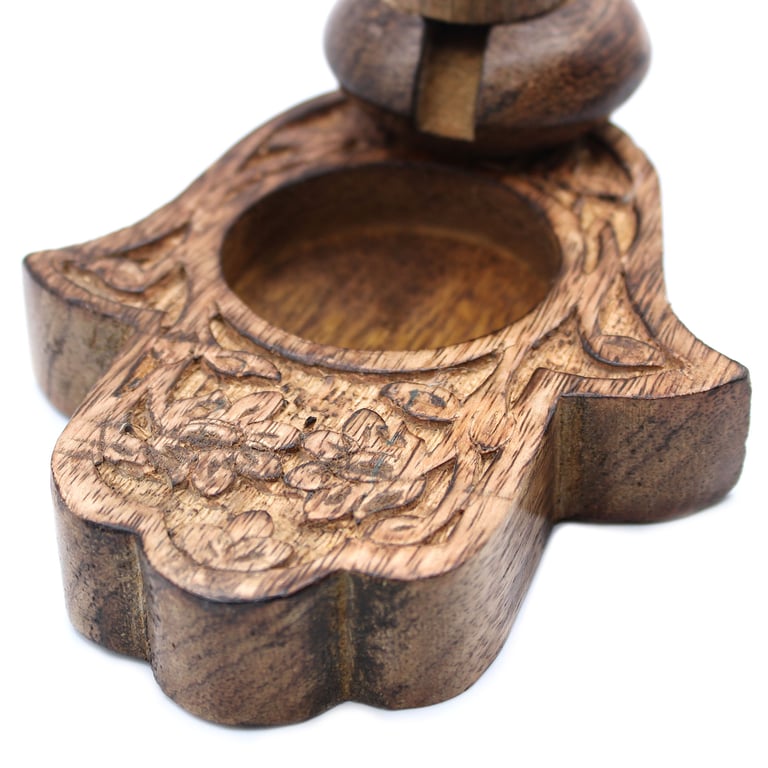 Mango Wood Backflow Burner - Hamsa (Small Size)