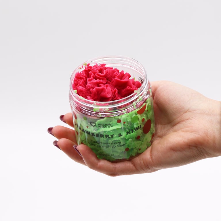 Natural Strawberry & Kiwi Whipped Soap 120g - Moisturizing and Gentle Body Care